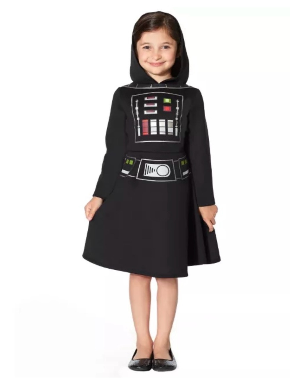 Star Wars Kids Girl Large Darth Vader Black Hooded Costume Dress